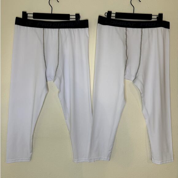 **2 PACK** MEN'S PRO.COM PRO COMBAT WHITE COMPRESSION PANTS SIZE XXL - Picture 2 of 6